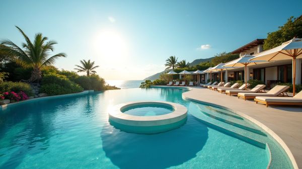 Plage immergée dans une piscine coque : le luxe accessible