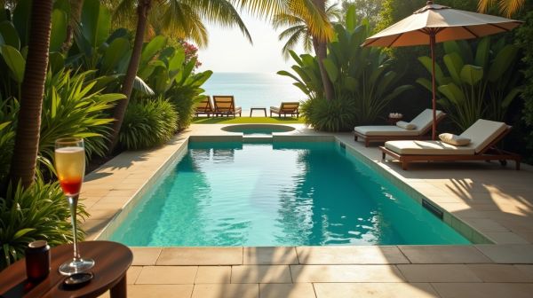 Plage immergée dans une piscine coque : le luxe accessible