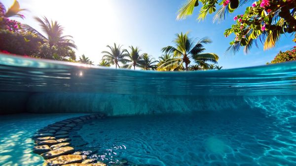 Profitez de la piscine coque avec une plage immergée accessible